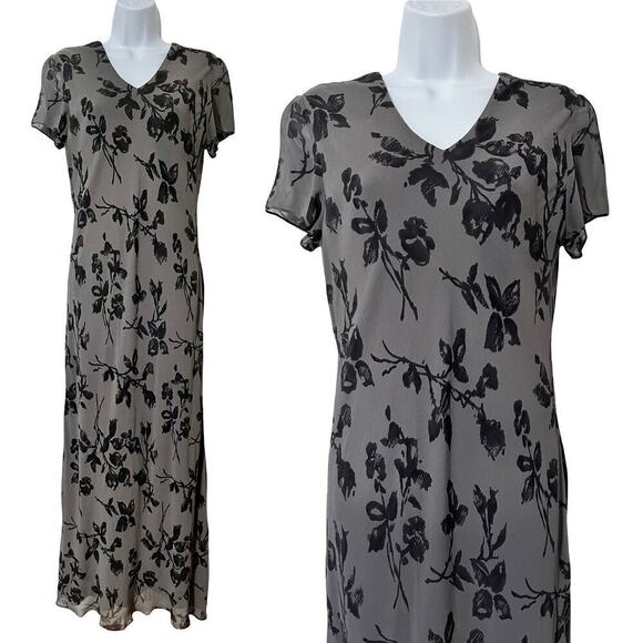 VTG INC International Y2K Fairy Grunge Floral Maxi Dress Size 8 Gray Whimsigoth - Picture 1 of 5